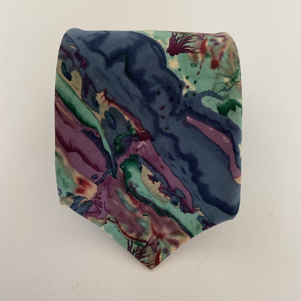 J. Garcia Abstract Multicolor Silk Tie